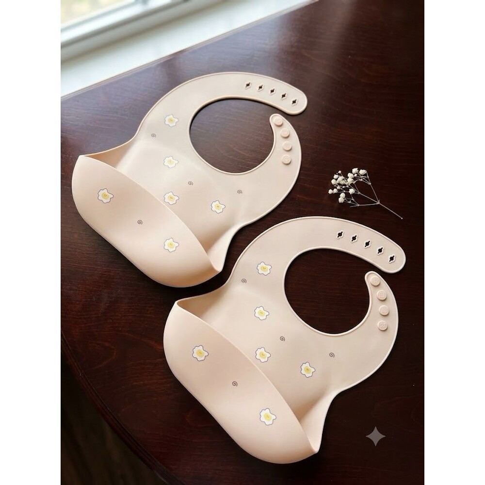 Moonkie Baby Bibs,2 Pcs Silicone Feeding Bibs for Babies and Toddlers, Waterpro